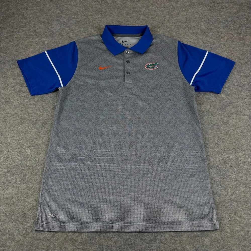 Nike Dri Fit Polo Shirt Florida Gators Polyester Gray Blue Mens Small S
